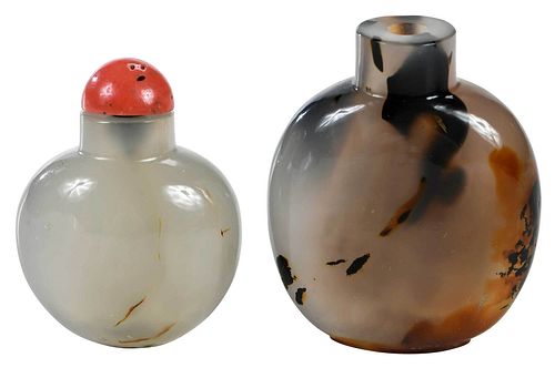 Two Chinese Agate Carved Snuff Bottles
