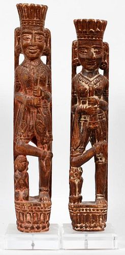 CENTRAL AMERICAN CARVED WOOD FIGURES PAIR