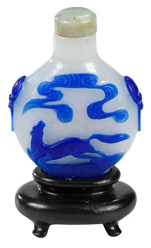 Chinese Peking Blue and White Snuff Bottle