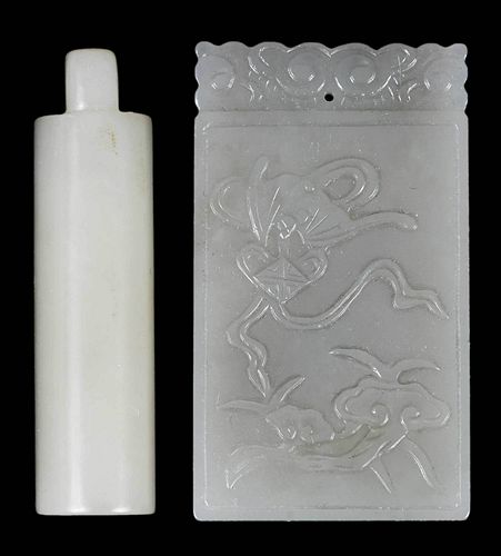 Two Chinese Carved Jade or Hardstone Pendants