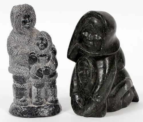 INUIT CARVED STONE FIGURES TWO