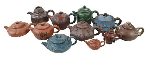 Group of 11 Ceramic Yixing Teapots