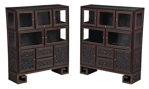 Very Fine Pair Chinese Zitan Tabletop Display Cabinets