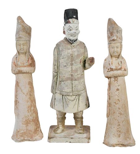 Three Chinese Earthenware Tomb Figures