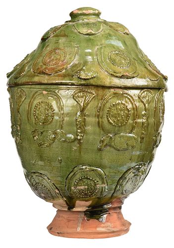 Chinese Green Glazed Lidded Pottery Jar