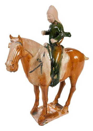 Chinese Terracotta Sancai Glazed Horse and Rider
