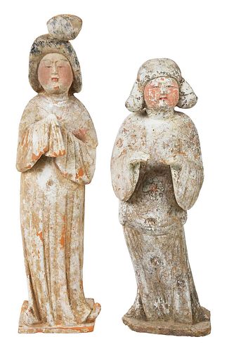 Two Chinese Polychrome Earthenware Tomb Figures