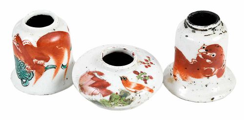 Three Small Chinese Porcelain Ink Wells