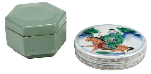 Two Fine Chinese Porcelain Miniature Paste Boxes
