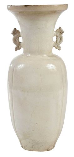 Chinese White Glazed Ceramic Vase