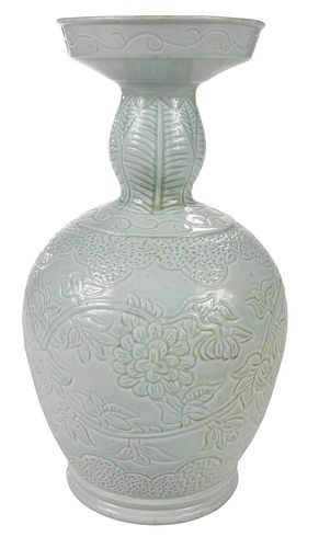 Large Chinese Celadon Glazed Earthenware Vase