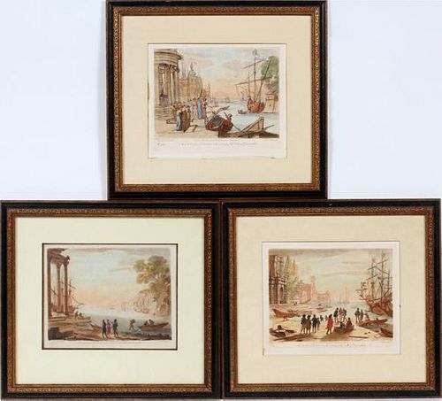 AFTER CLAUDE LORRAIN COLORED ETCHINGS 3 PCS.