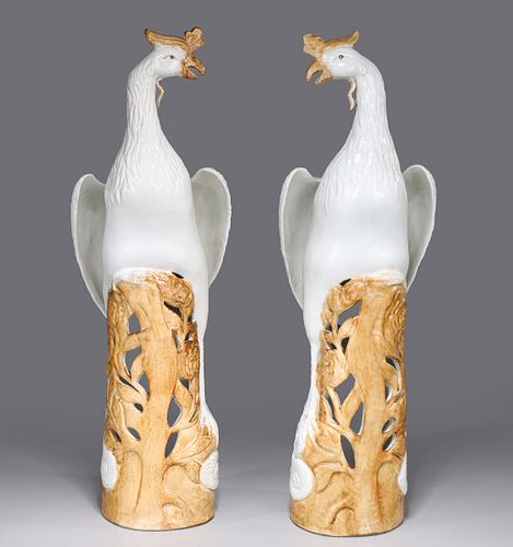 Pair of Chinese Porcelain Phoenix Birds