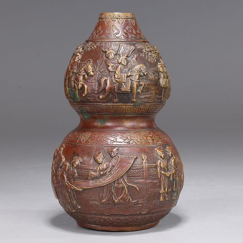Chinese Double-Gourd Bronze Vase