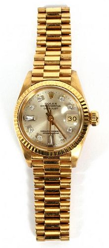 ROLEX OYSTER PERPETUAL DATE JUST 18 KT GOLD WATCH
