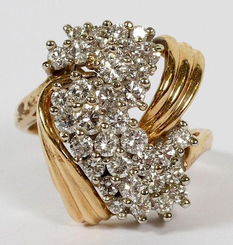 PAVE DIAMOND AND 14KT GOLD RING
