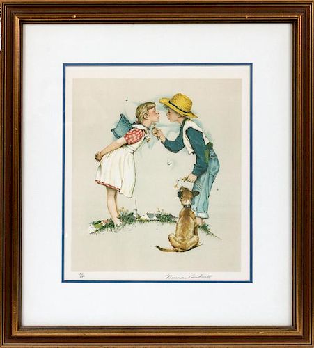 AFTER NORMAN ROCKWELL COLOR LITHOGRAPH 1976