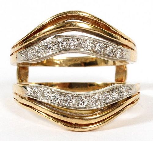 14 KT GOLD AND DIAMOND GUARD RING