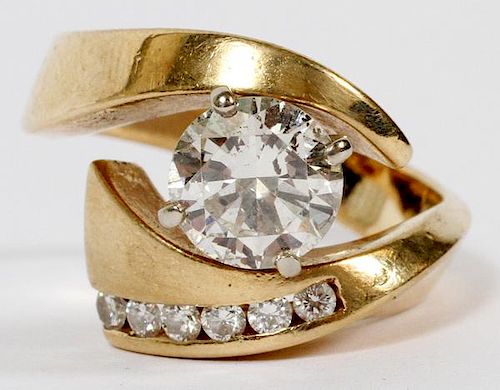 DIAMOND AND 14KT YELLOW GOLD LADY'S FREE FORM RING