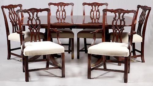 HICKORY CHAIR CO. MAHOGANY TABLE & CHAIRS