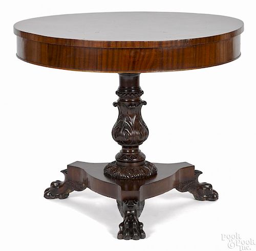 American classical mahogany center table, ca. 1835, 29'' h., 34 1/2'' w.