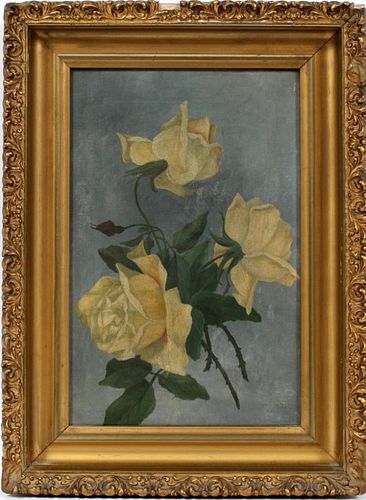 AMERICAN STILL LIFE OF ROSES OIL ON CANVAS C. 1900