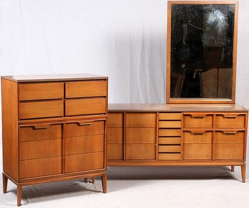 MID CENTURY MODERN DRESSERS AND MIRROR TWO PIECES