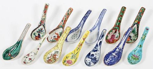 CHINESE DECORATIVE PORCELAIN SPOONS HAND PAINTED 12