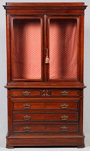 ROSEWOOD BOOKCASE W/ DRAWERS 19TH C.