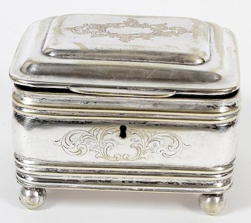 JOSEPH FRAGET SILVERPLATE ETROG BOX C. 1851-1859