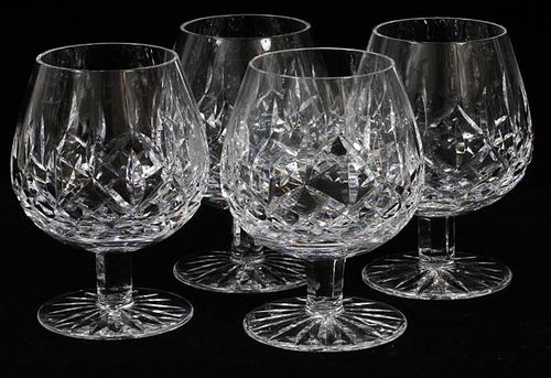 WATERFORD 'LISMORE' CRYSTAL BRANDY SNIFTERS FOUR