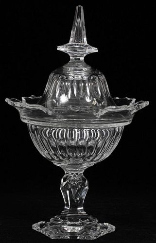 WATERFORD CRYSTAL COVERED COMPOTE 19TH C.