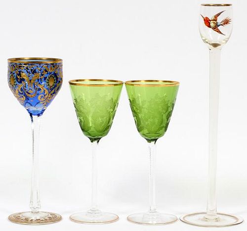 CONTINENTAL GLASS WINES C. 1900 FOUR