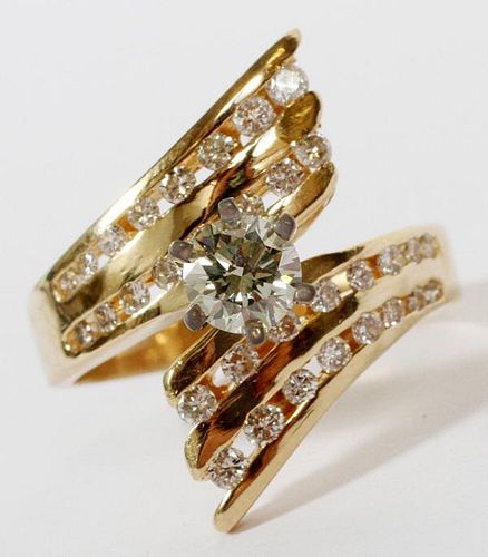 14KT YELLOW GOLD .48CT & .60CT SIDE DIAMOND RING