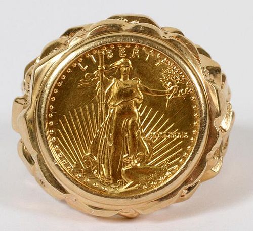 U. S. GOLD $5 COIN NUGGET RING