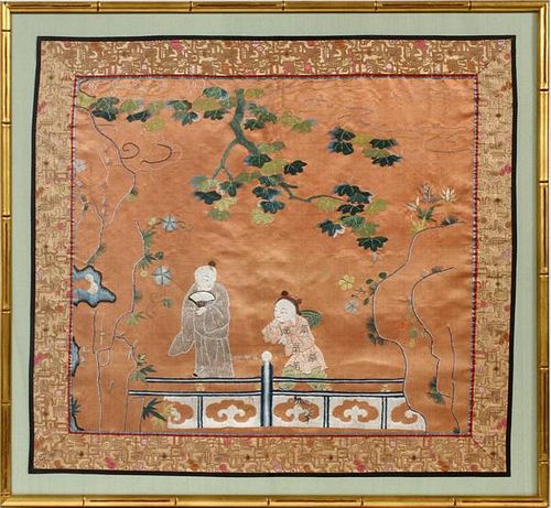 CHINESE FRAMED ANTIQUE EMBROIDERY