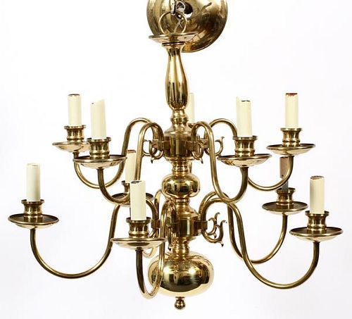 FEDERAL STYLE BRASS TWO-TIER CHANDELIER