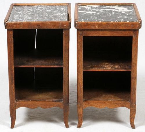 FRENCH OAK STANDS W/ MARBLE TOPS 19TH C. PAIR