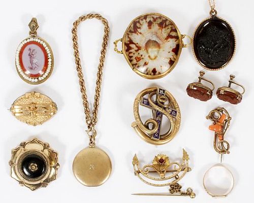 VICTORIAN GOLD FILLED PENDANTS, BROOCHES & OTHER