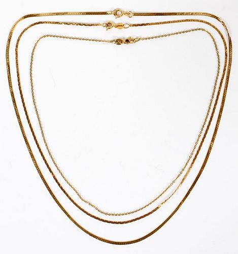 ITALIAN 14KT YELLOW GOLD CHAINS THREE PIECES