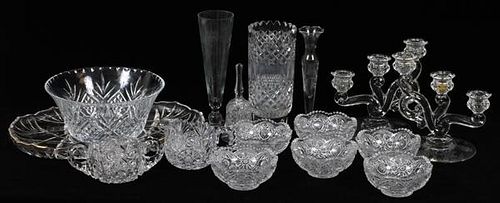 CUT & PRESSED GLASS VASES BOWLS & PLATTER
