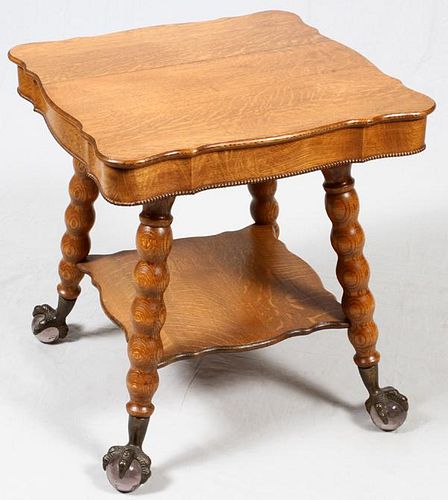 AMERICAN CARVED OAK PARLOR TABLE