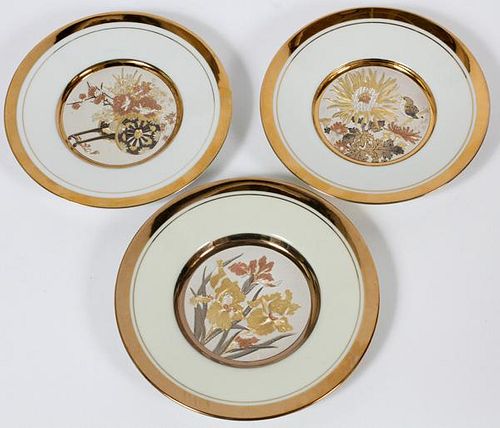 JAPANESE GOLD & SILVER INLAID PORCELAIN PLATES