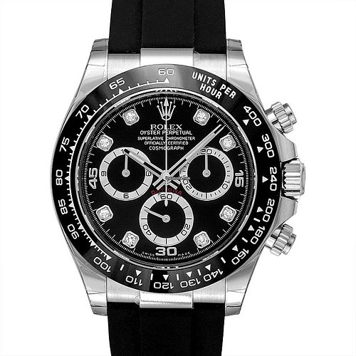 Rolex 116519GLN - Cosmograph Daytona 18ct White Gold Automatic Black Dial Diamonds Men's Watch