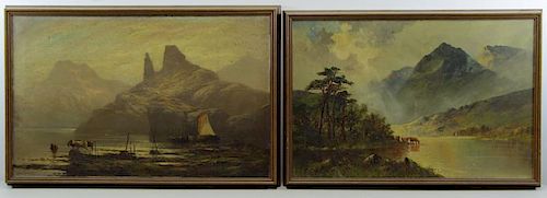 Two 19th C. Oil on Canvas Landscapes with Cows.