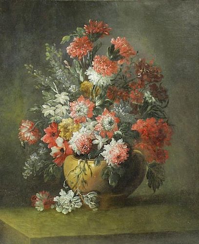 Manner of Jan De Heem. Oil on Canvas. Flowers in a