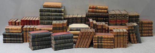 Large Group of Leather Bound Books.