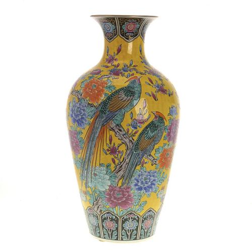 Large Chinese yellow ground porcelain vase