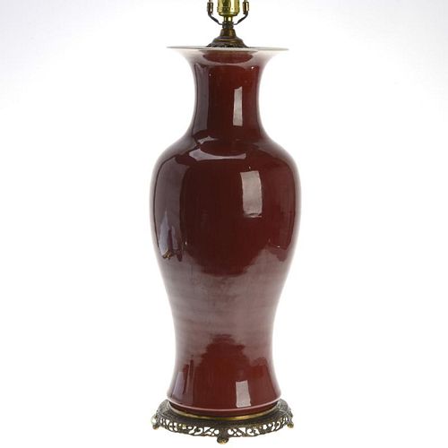 Tall Chinese sang-de-boeuf porcelain vase
