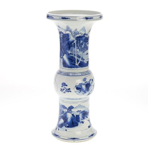 Chinese blue and white beaker Gu vase